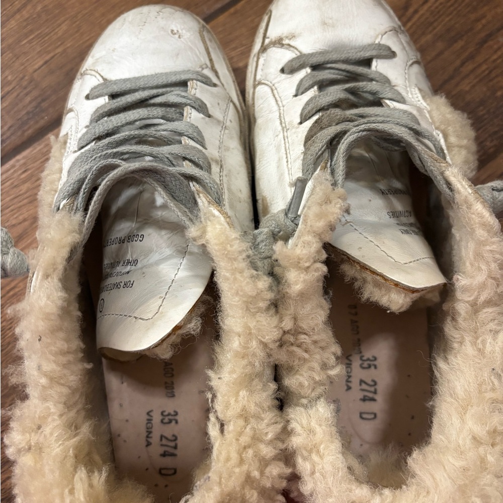 Golden Goose White and Cream Sherpa Lined Sneakers - Picture 6 of 13